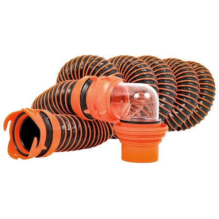 Camco RhinoEXTREME 15 and #39 Sewer Hose Kit w/Swivel Fitting 4 In 1 Elbow Caps 39859